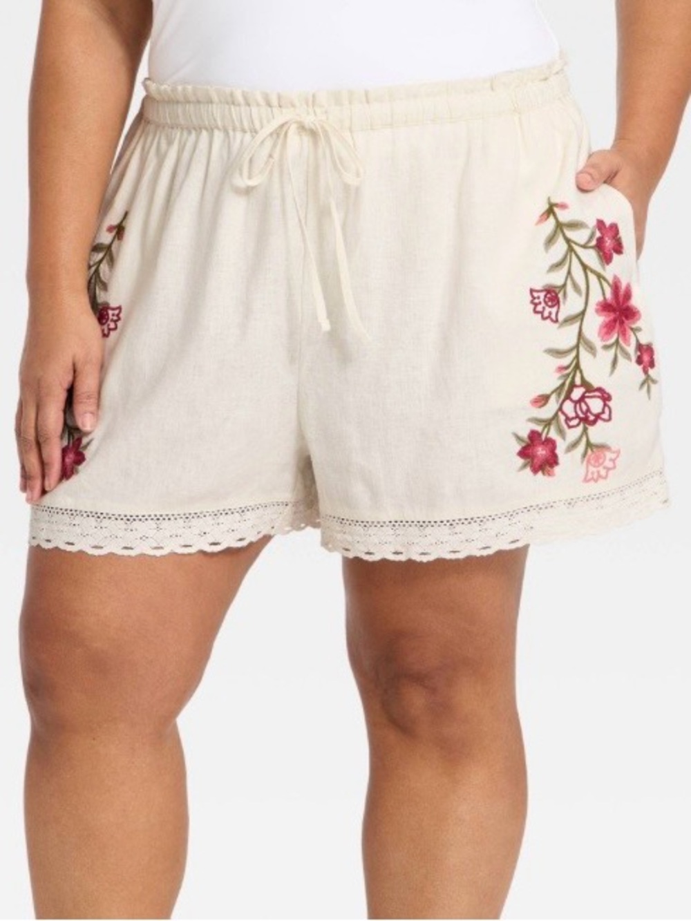 Universal Thread Embroidered Linen Blend Shorts 3X